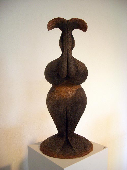 0408 schamottierter ton raku gebrannt 17x17x35cm